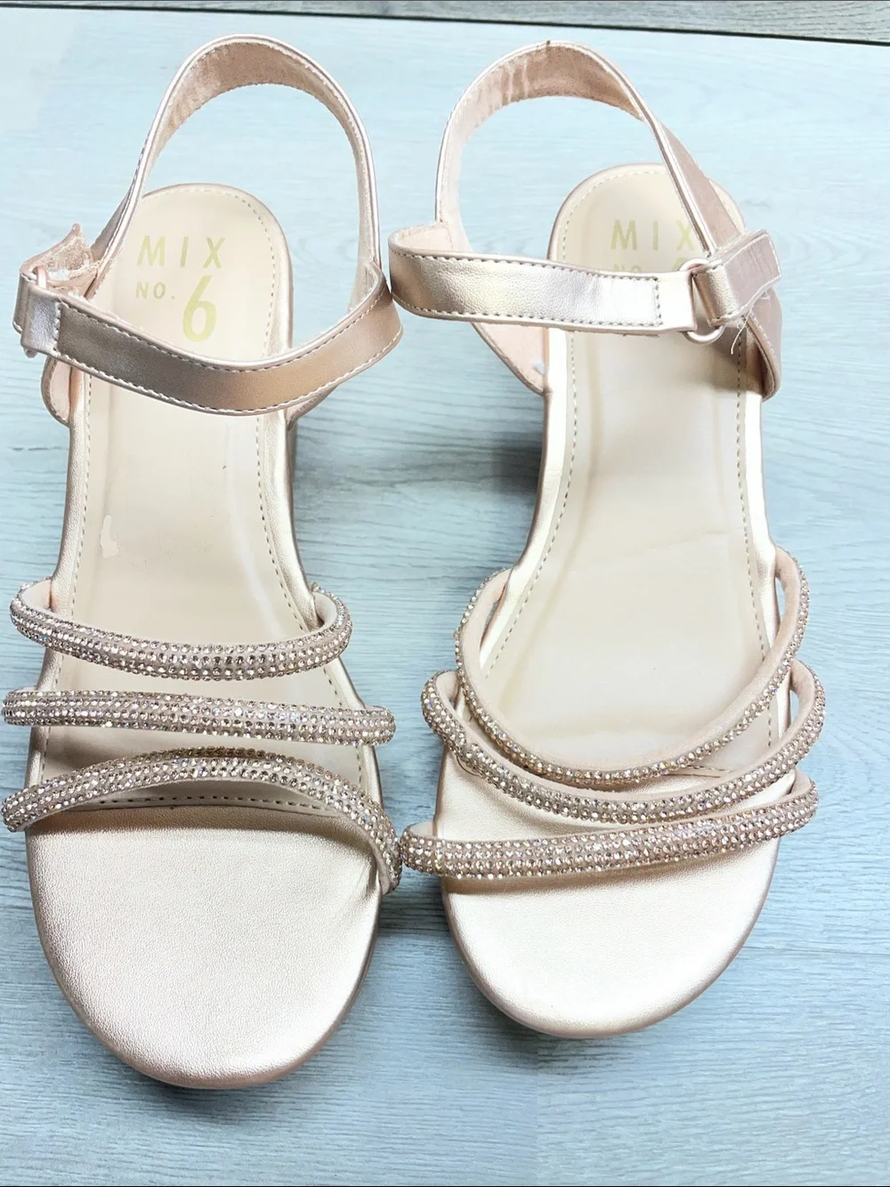 Mix No. 6 Rose Gold Strappy Crystal Embellished Sandals #1097